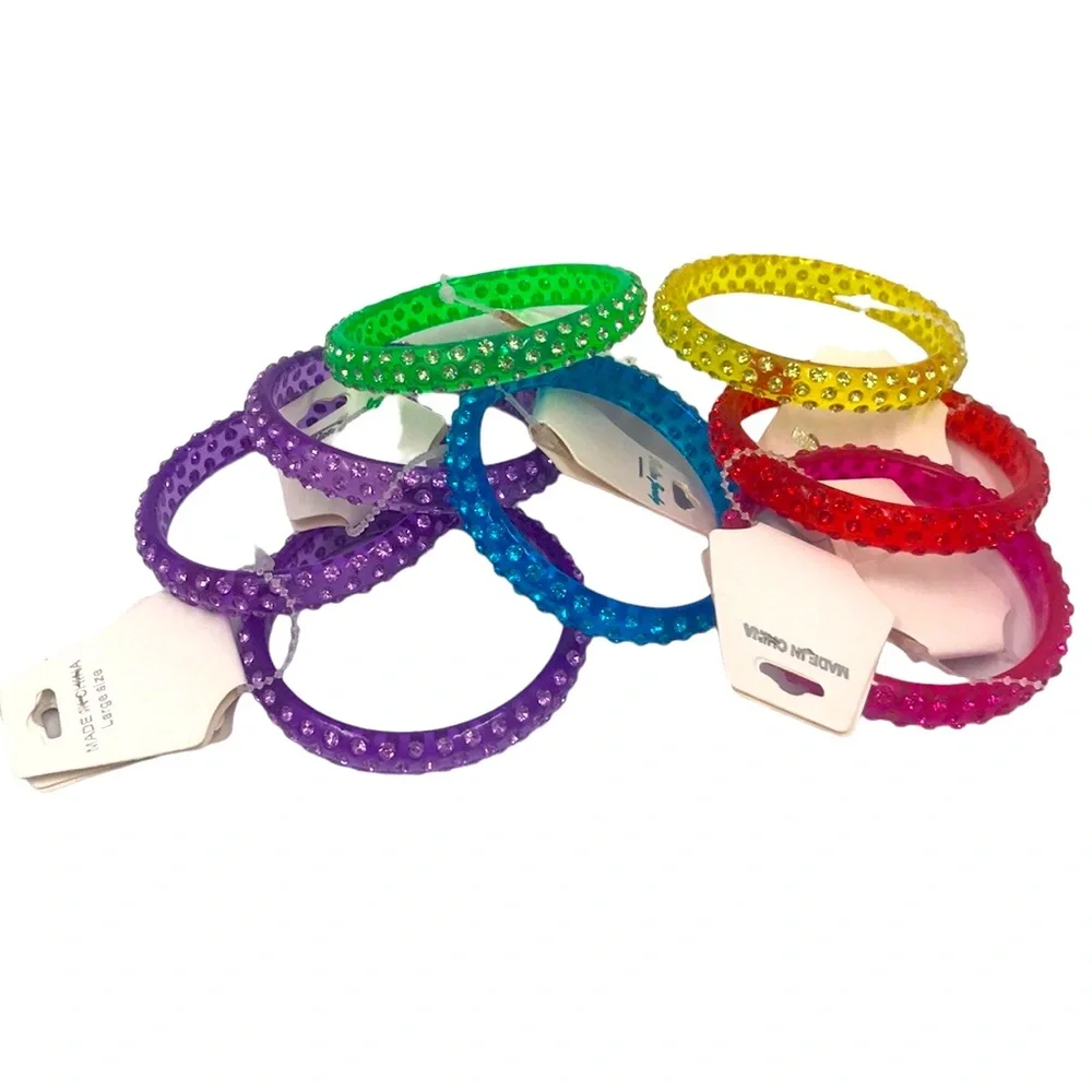 Various Colors Plastic Gem Stone Bangle Bracelets